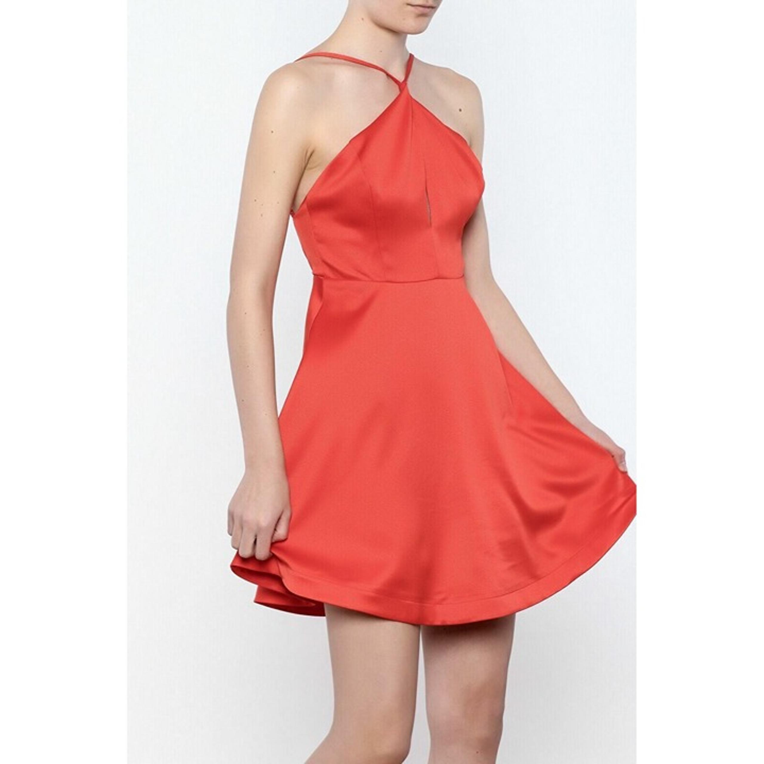 Womens Fit & Flare Open Back Strappy Halter Flared Coral Dress Size M NWOT - Lush