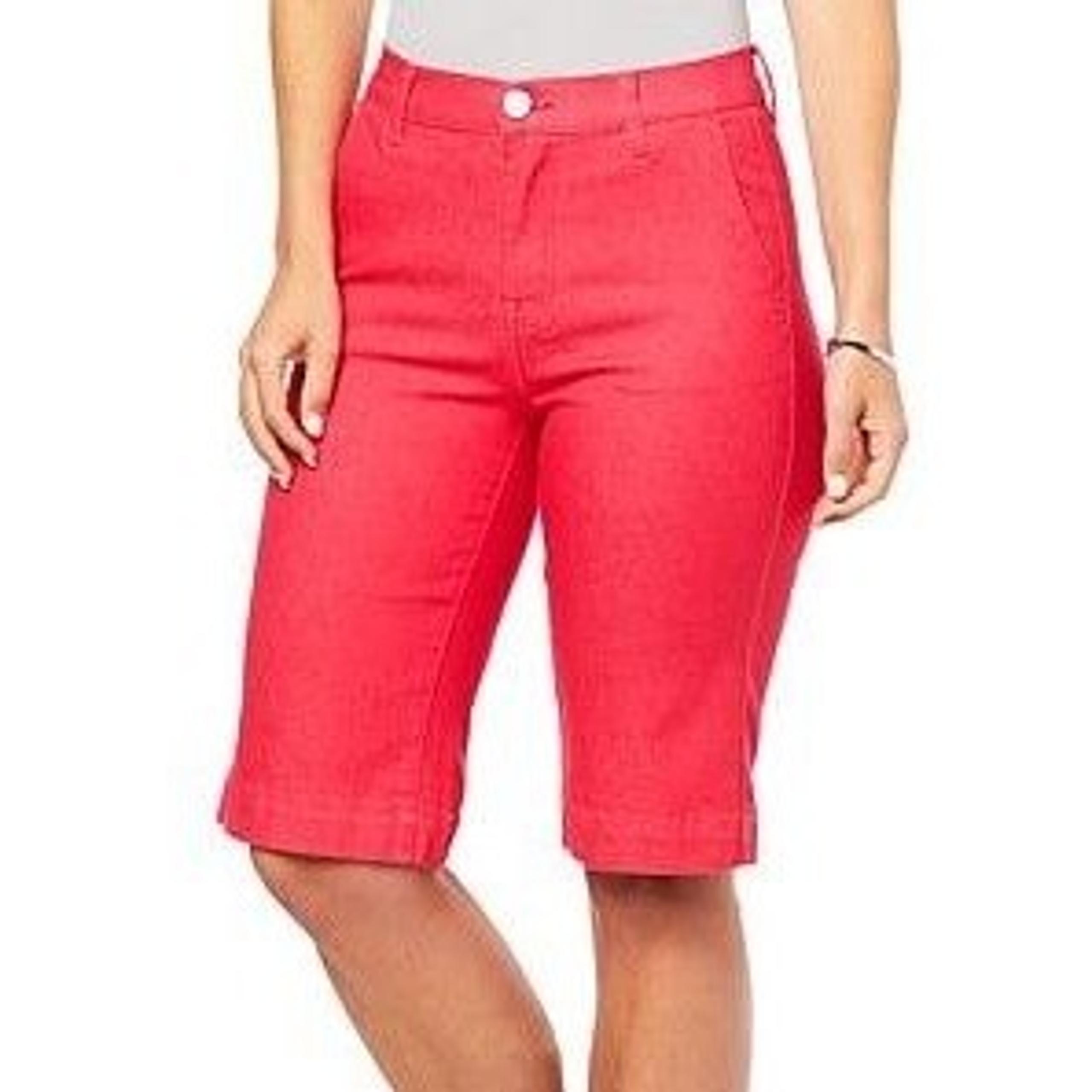 DG2 by Diane Gilman New Classic Stretch Denim Wide-Leg Short 800-017 Cherry 8