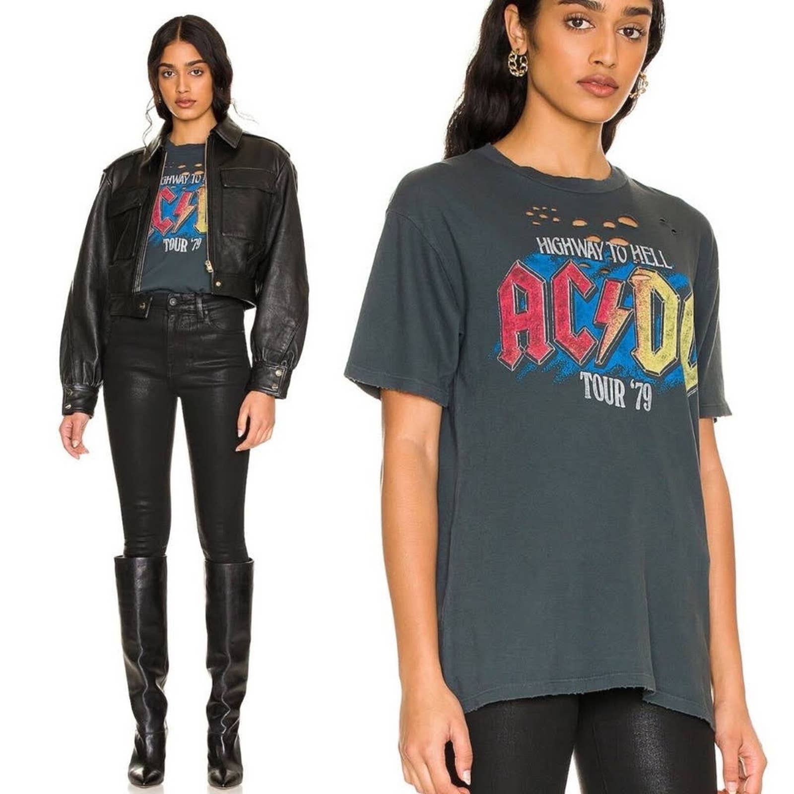 DAYDREAMER AC/DC Weekend Tee Oversized Distressed NWOT Band Shirt Small