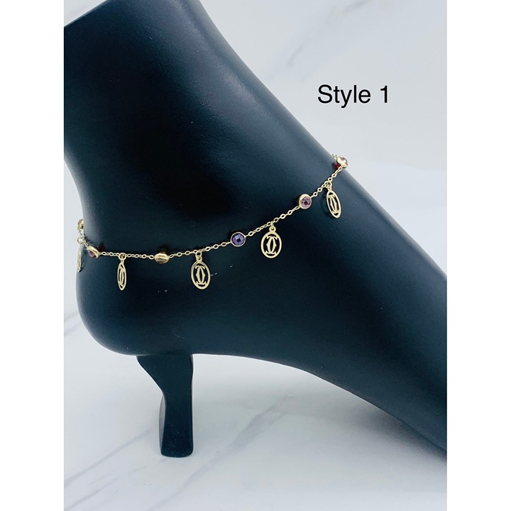 Real 10k solid Gold Ankle Bracelet 9.4” Pulsera de con colgantes de tobillo