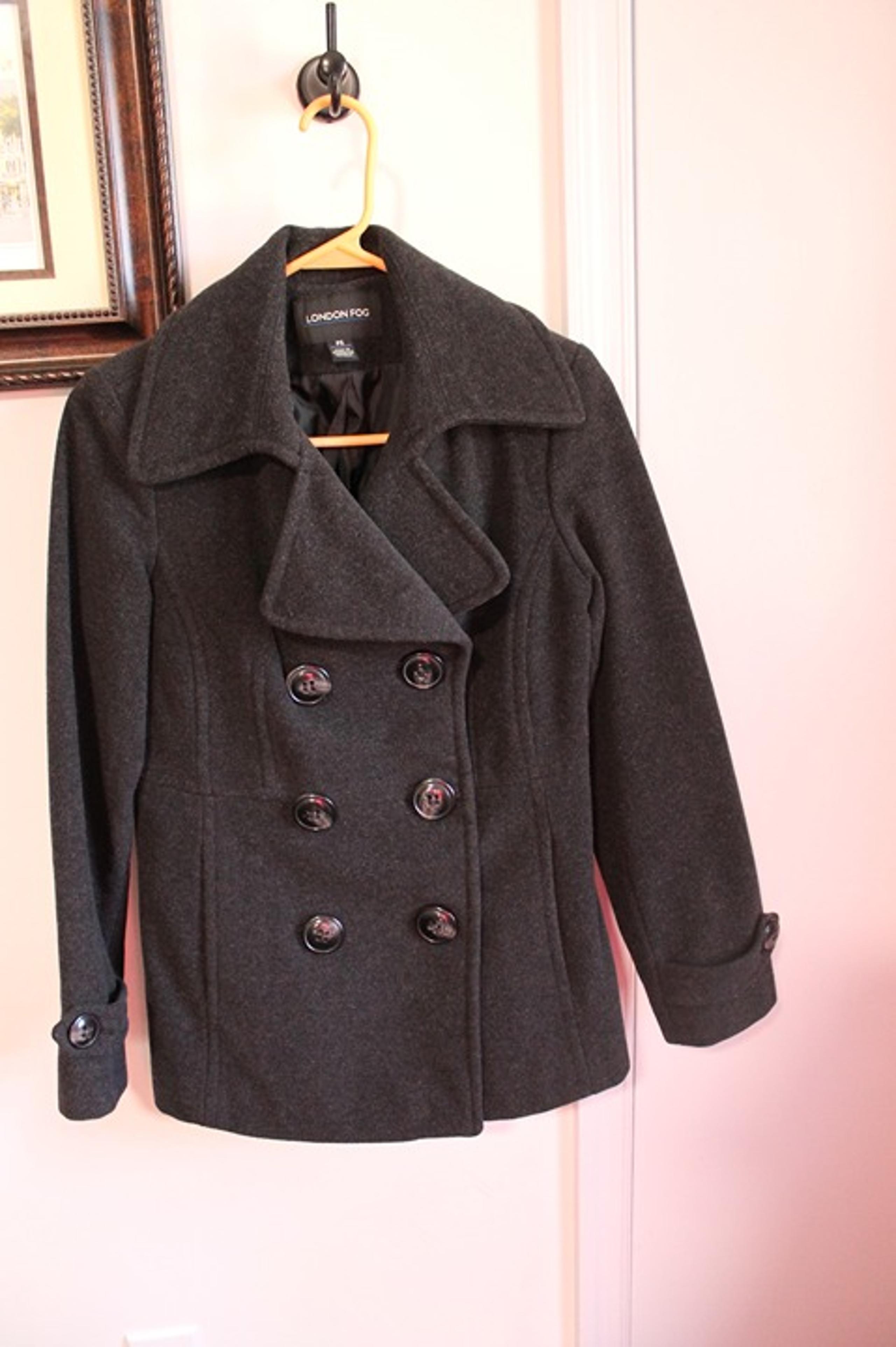 London Fog Charcoal Gray Peacoat - size PS