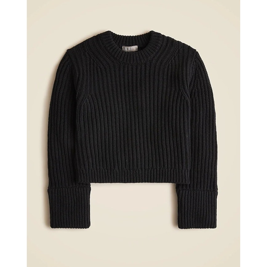 J Crew Heritage Cotton Crewneck Fisherman Sweater US Women's L New