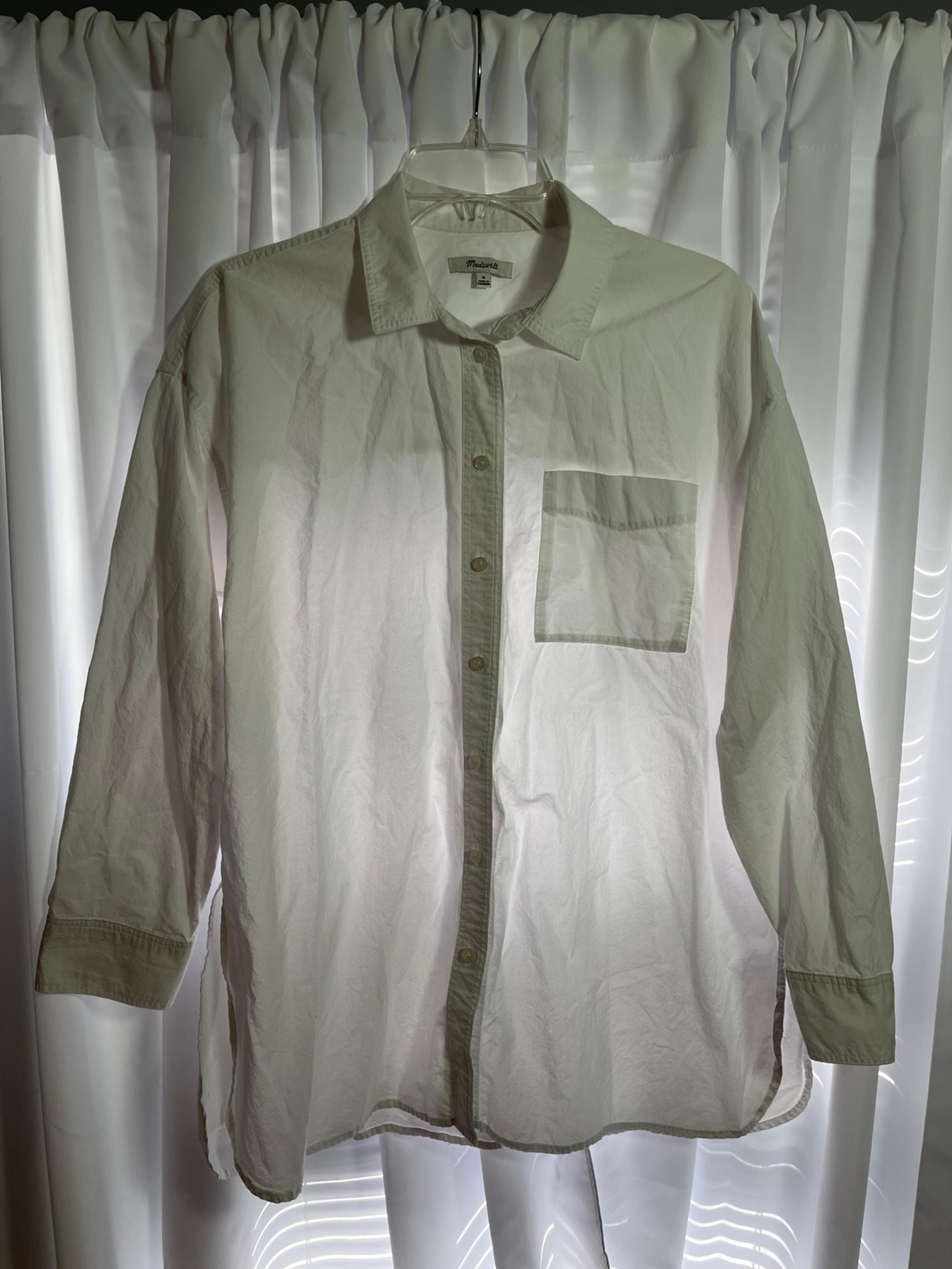 Women’s MADEWELL White Cotton Button Down Top Sz M