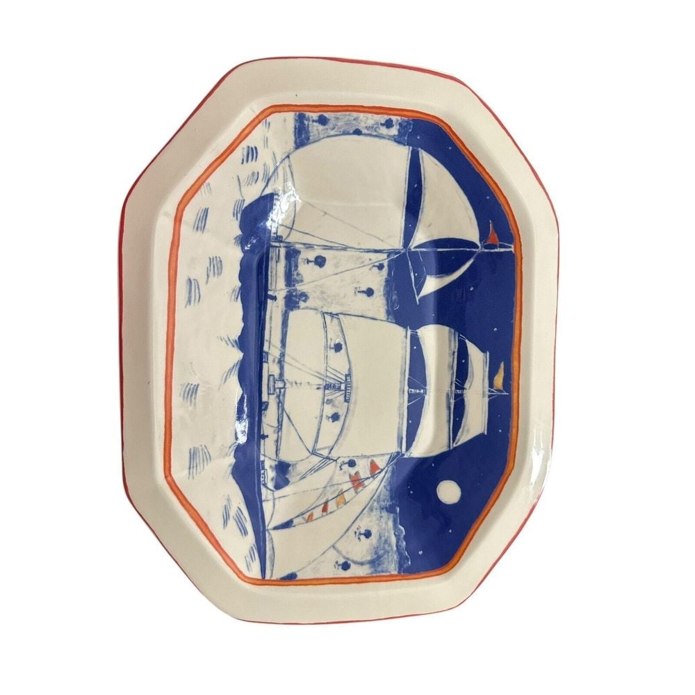 Anthropologie Susan Hall Home Kitchen Come Sailing In Platter Serving Dish