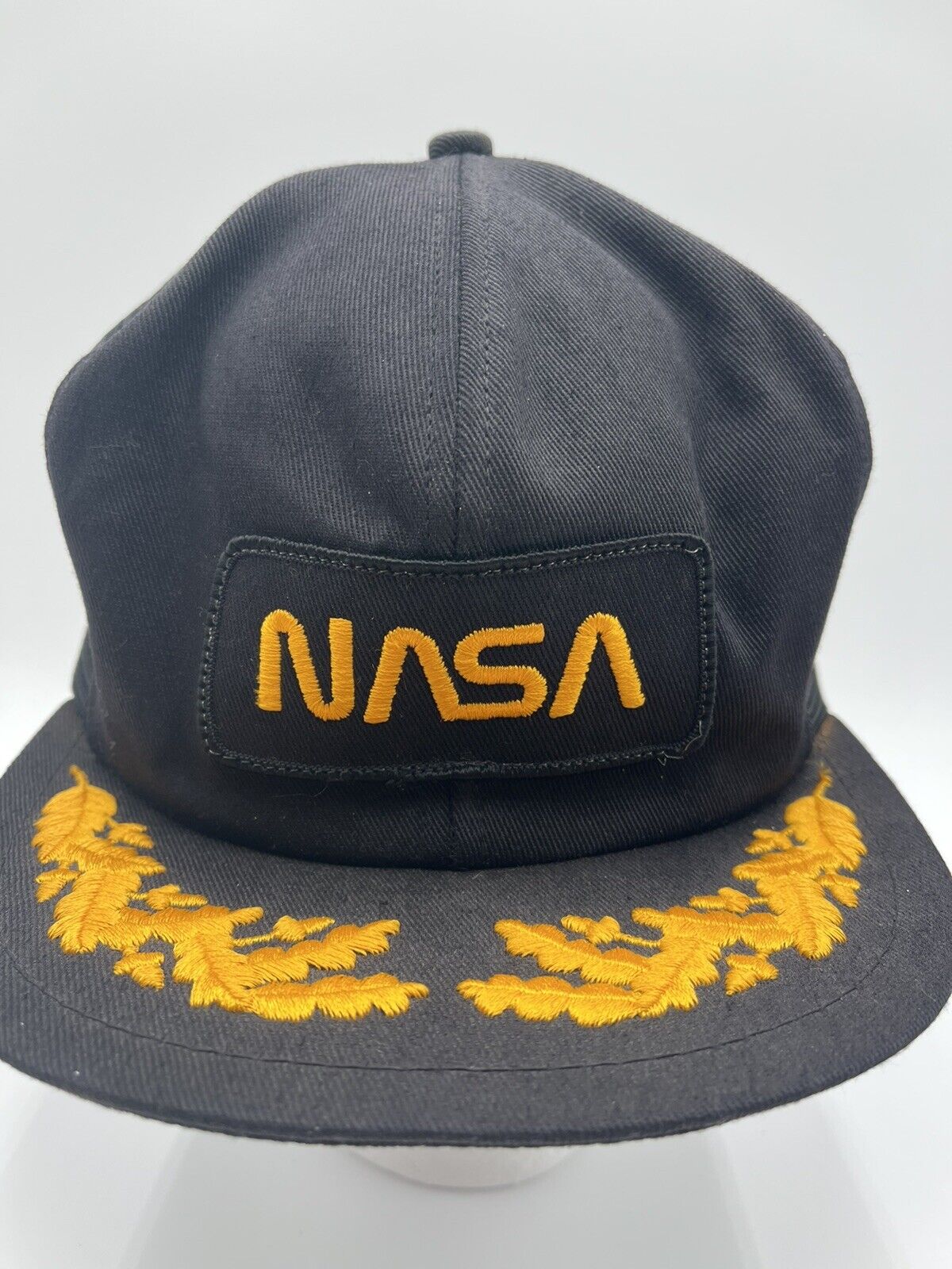 Vintage NASA Mesh Snapback Hat Made In USA Brand K-Products Black