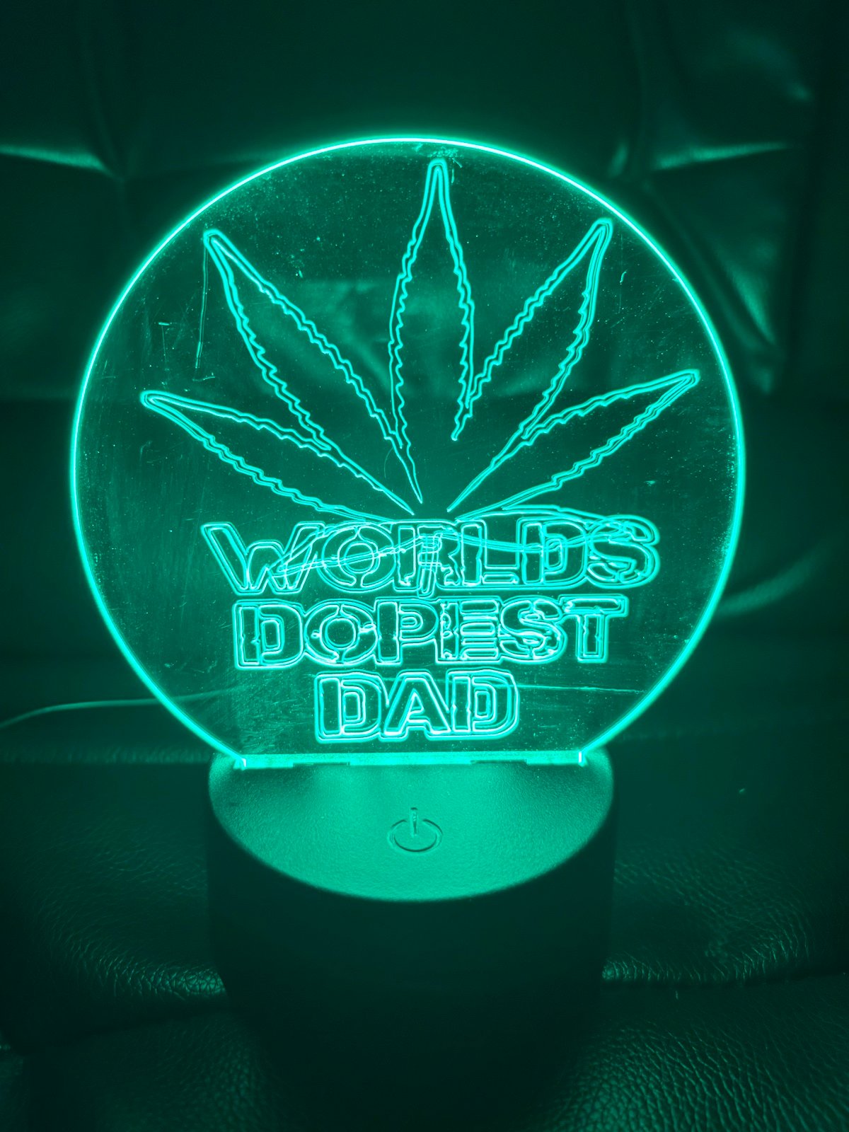 Customized Dopest Dad LED Lamp with black base