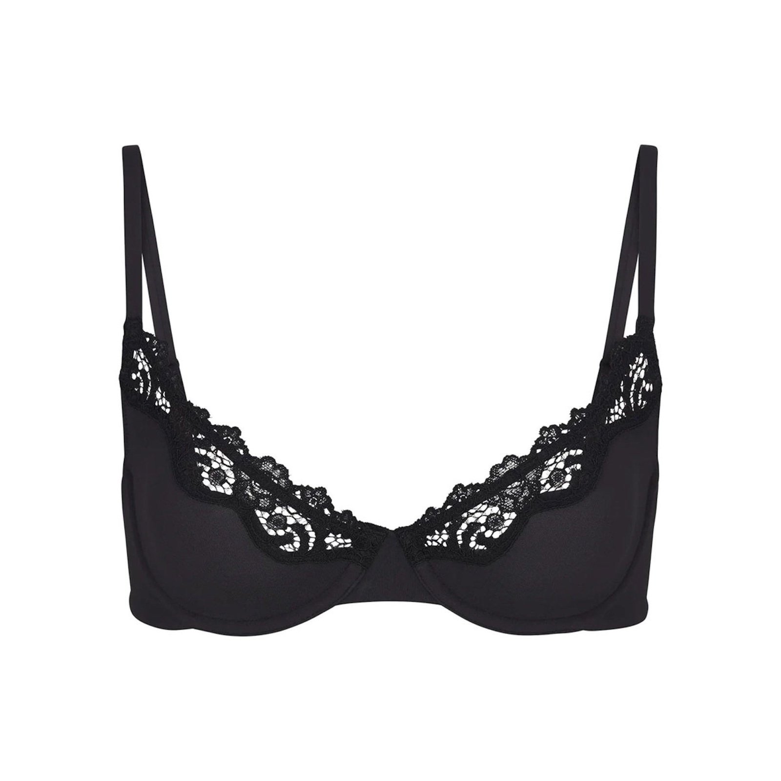 Skims Fits Everybody Lace Underwire Bra Onyx Size 34B