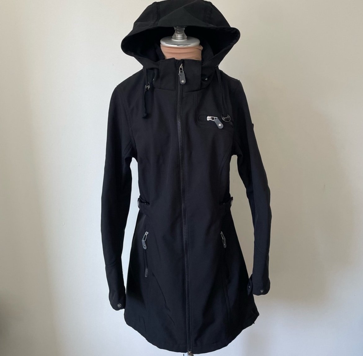 Schockemöhle Sports Brendana Black Hooded Equestrian Fleece Lined Long Jacket 36