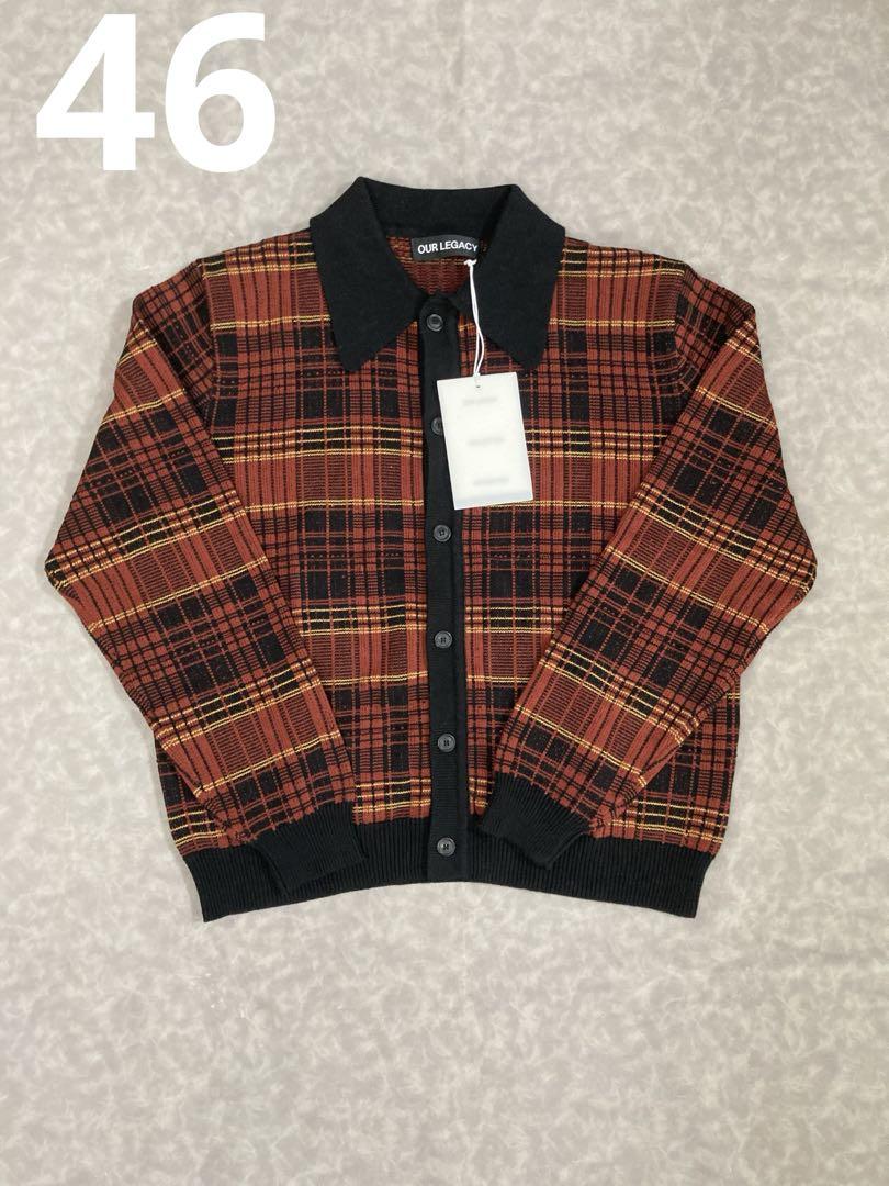 OUR LEGACY Rust Geezer Check Long Sleeve Cardigan