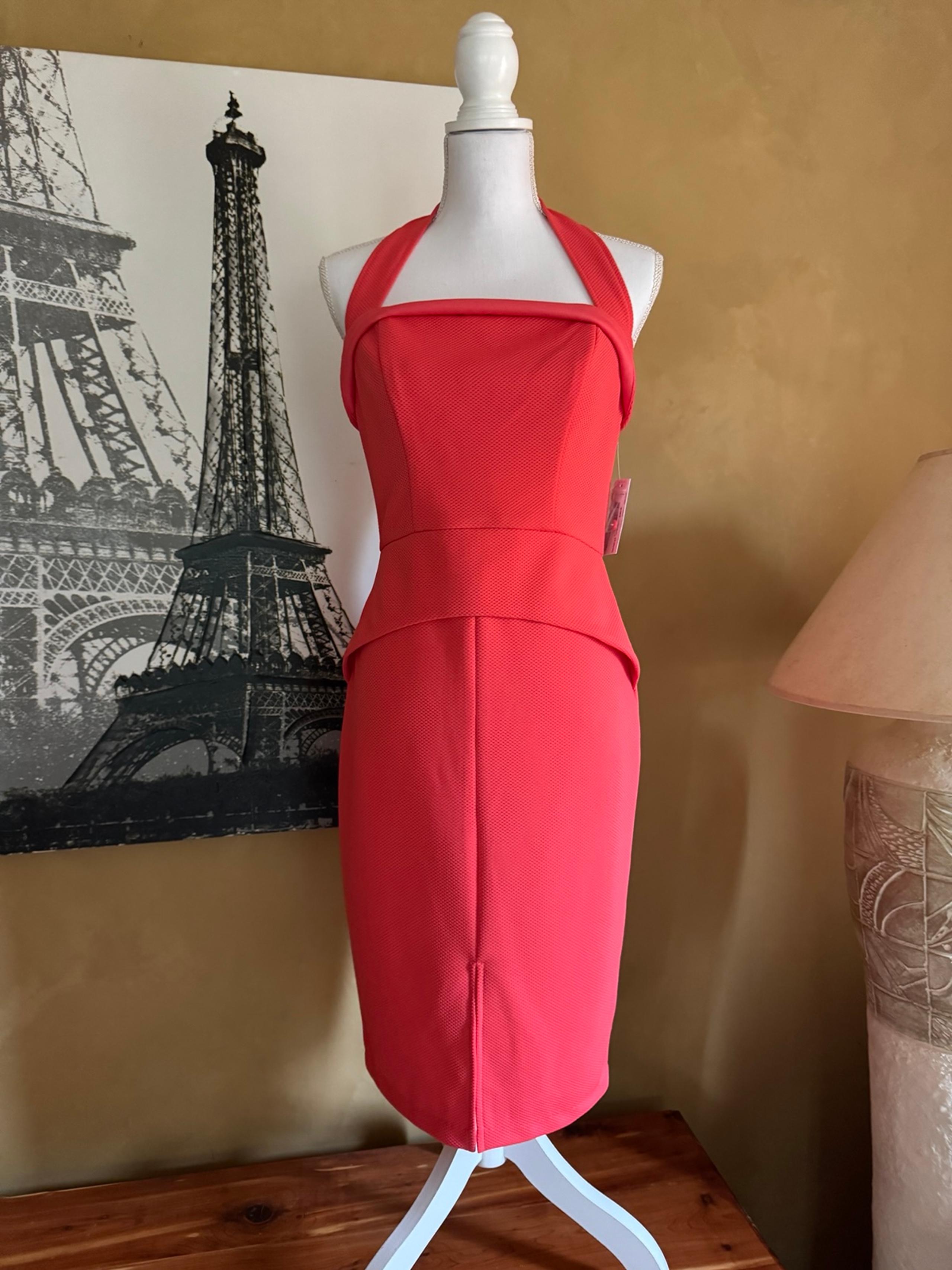 Bisou Bisou Red Halter Sheath Cocktail Dress NWT