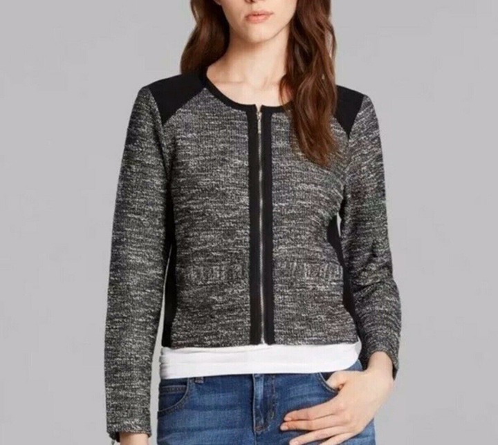 Eileen Fisher Tweed Knit Cotton Zip Up Jacket Women's XL
