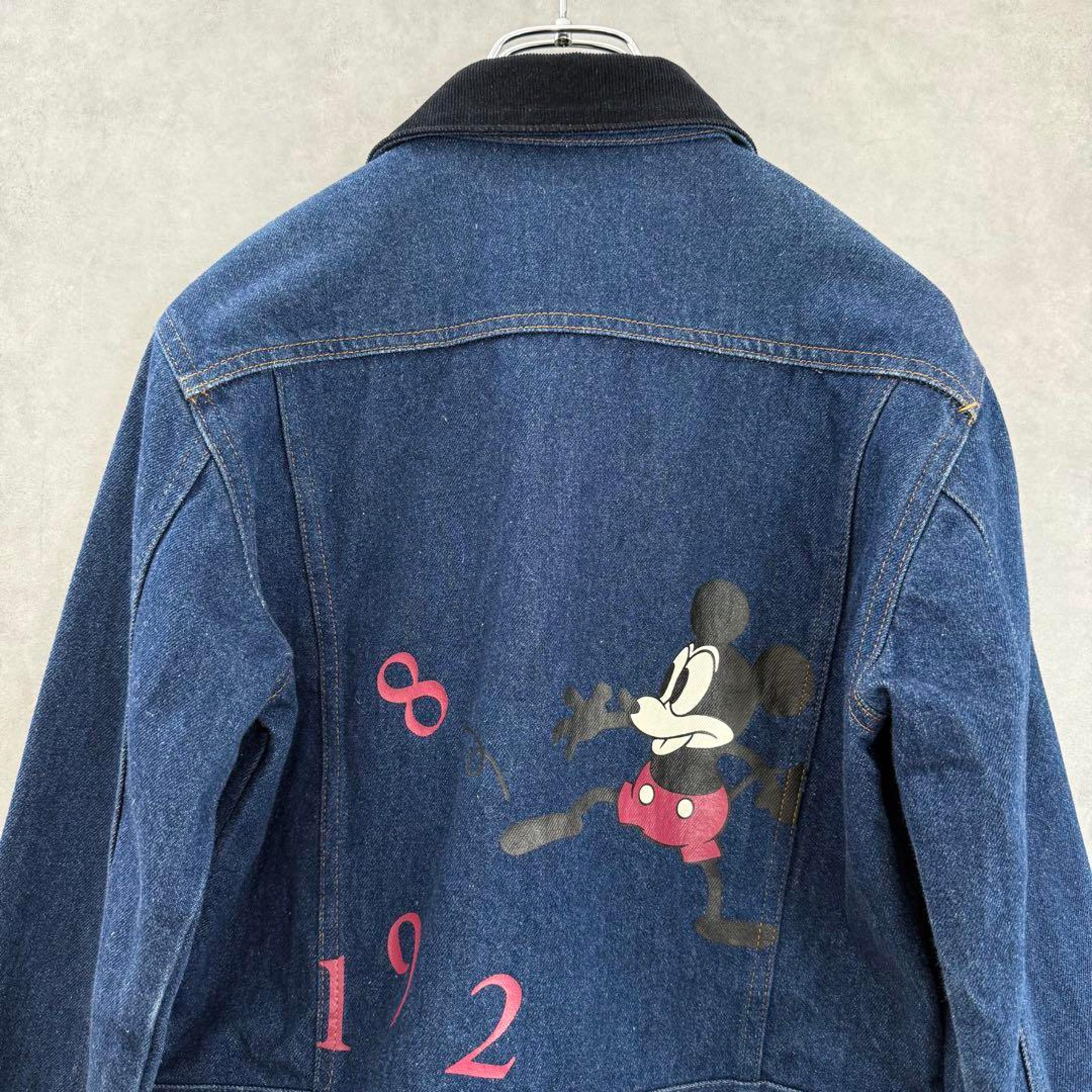 Excellent Condition Mickey Mouse Denim Jacket with Corduroy Collar