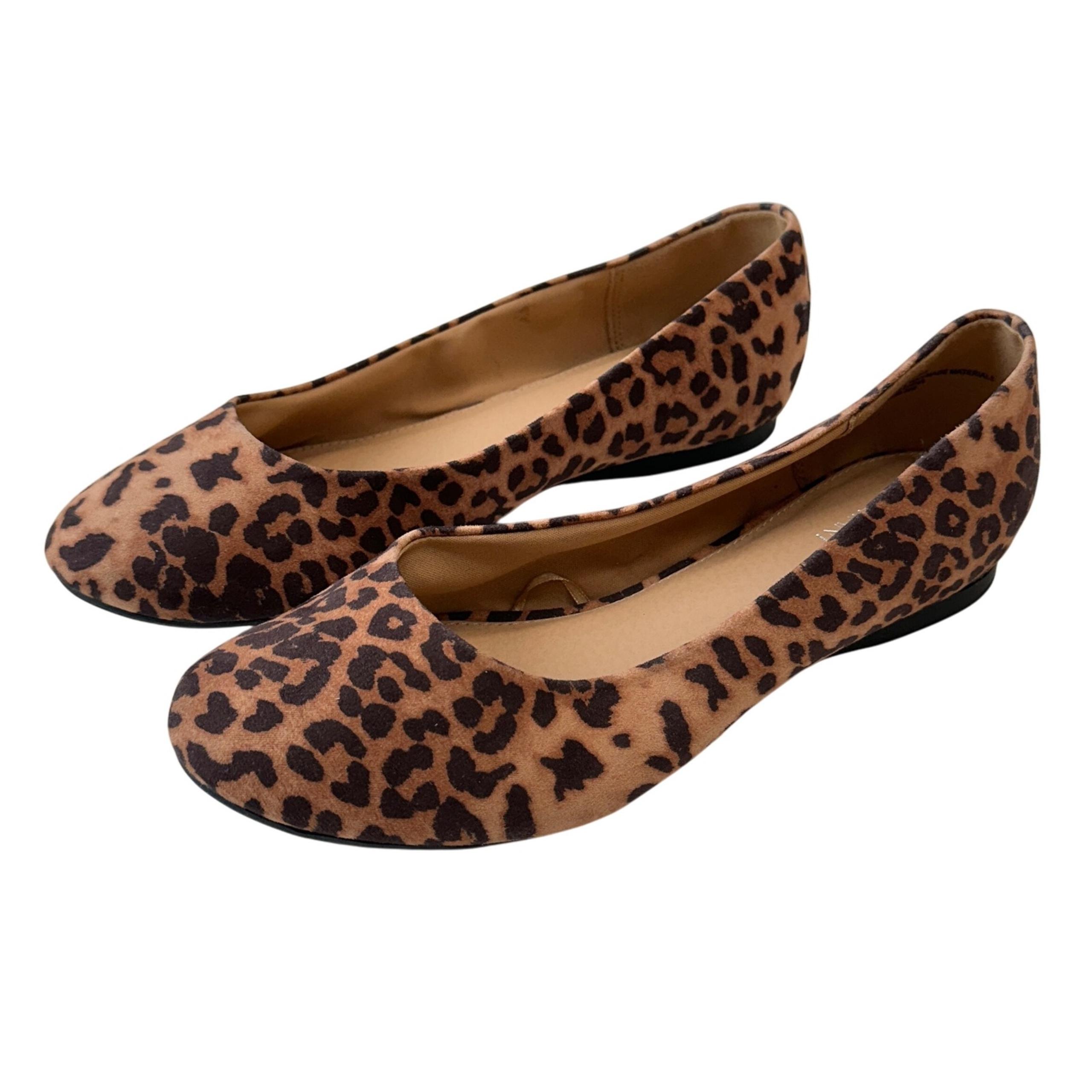 Lane Bryant Leopard Print Flats Wide Width Ballet Shoes Animal Print Womens 11