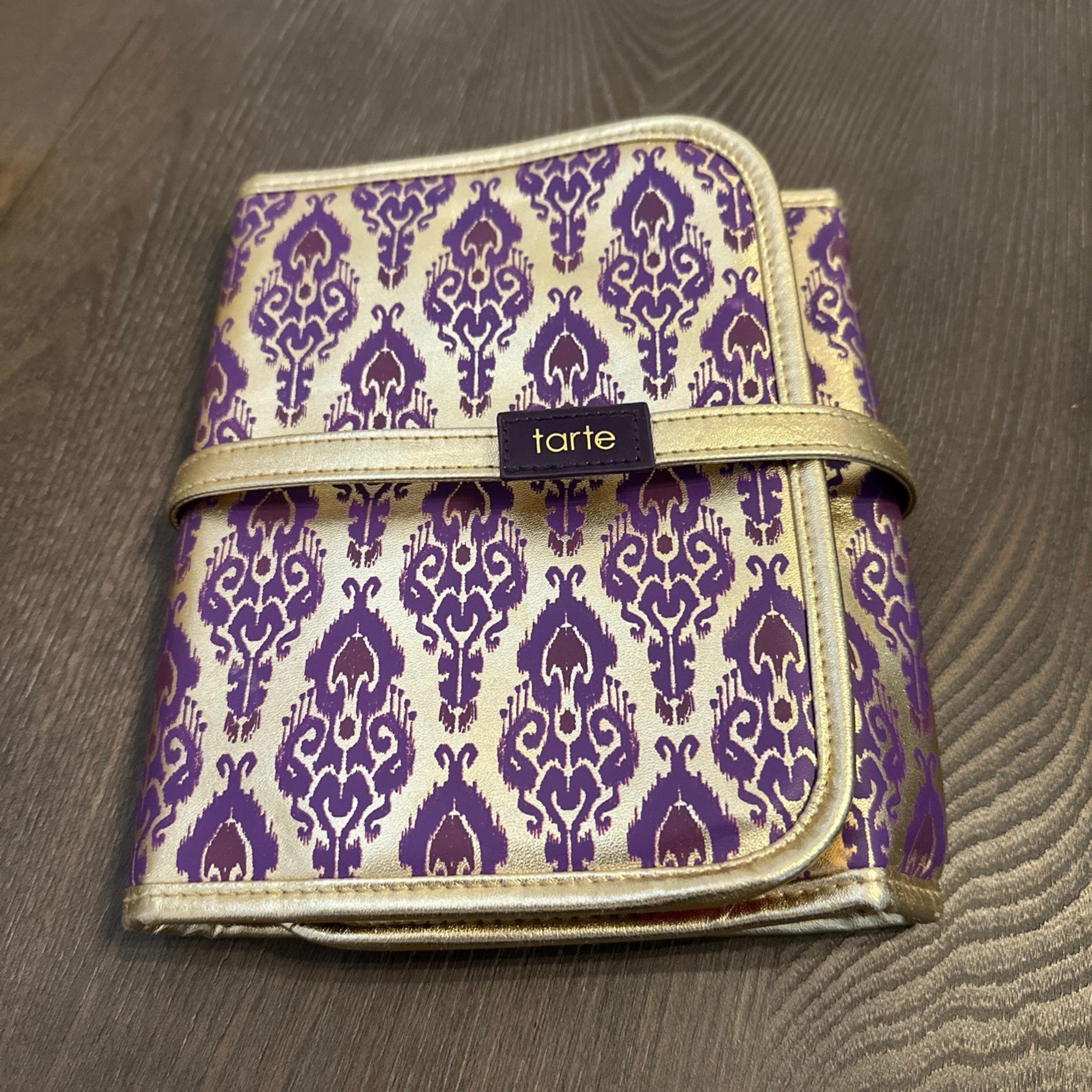 Tarte Travel Cosmetics Makeup Bag Purple and Gold