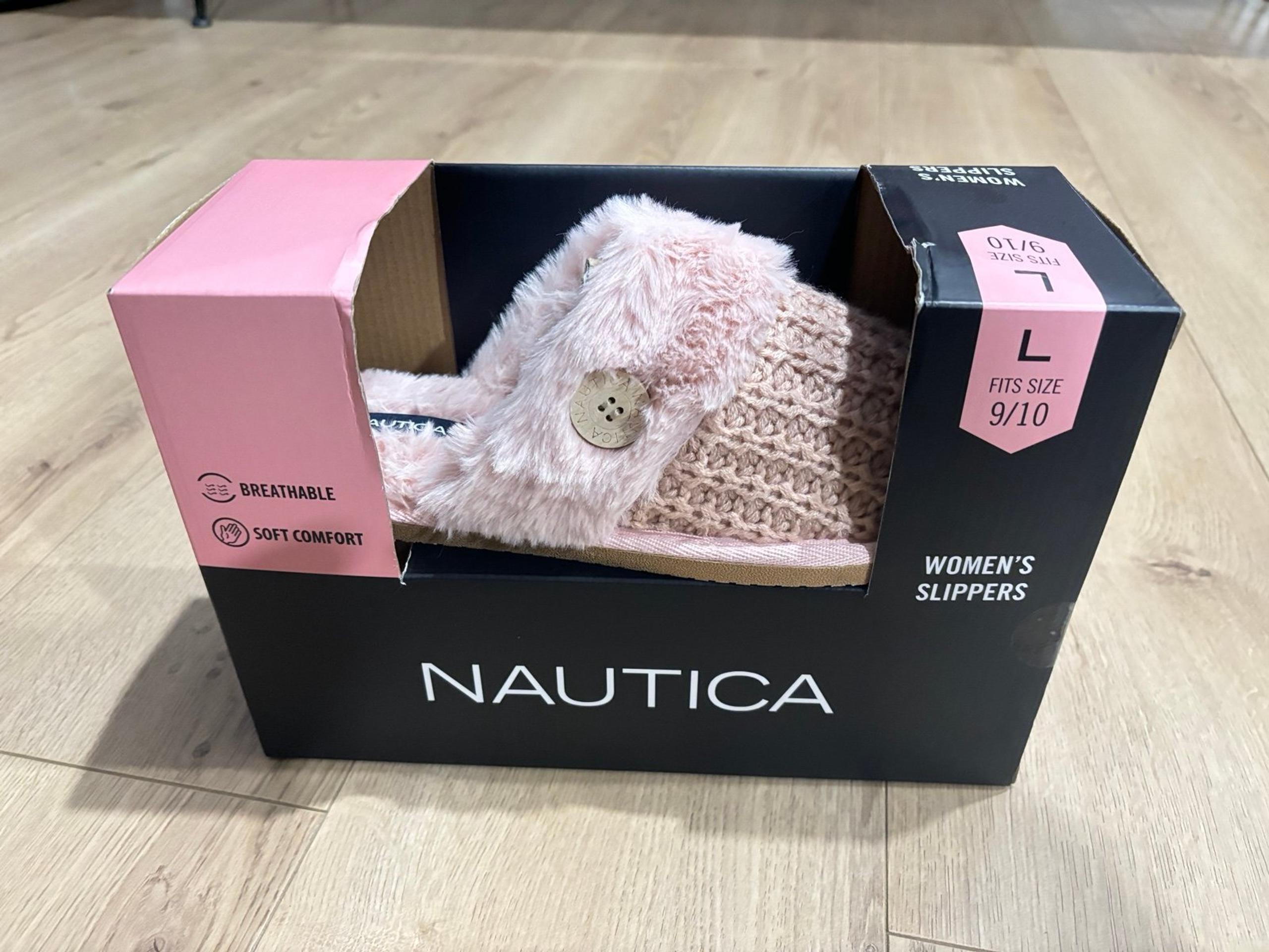 NIB Nautica Faux-Fur-Lined Slipper size L