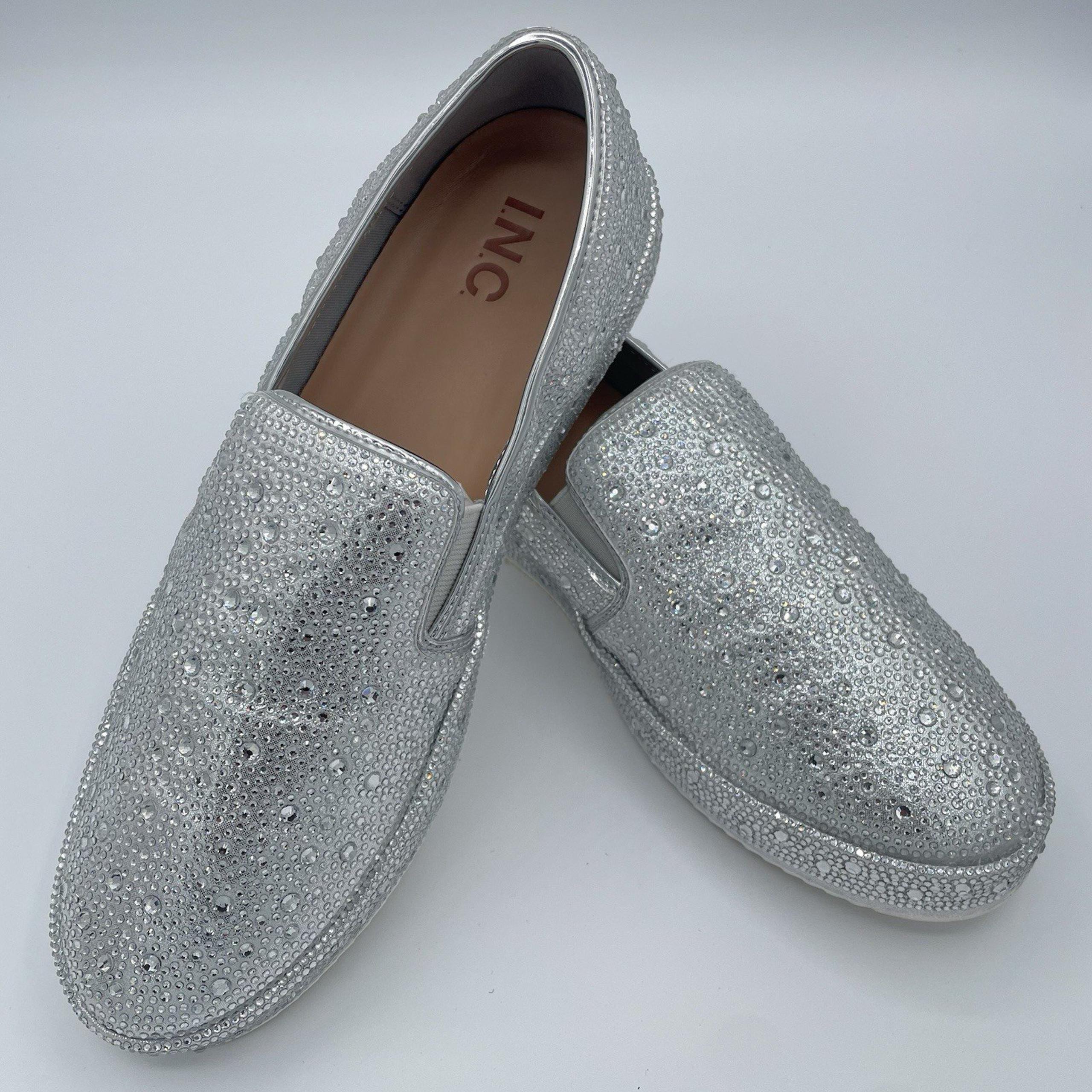 INC Women’s Sammee Silver Rhinestone Fashion Sneakers Shoes Sz 10 Wedding NEW!