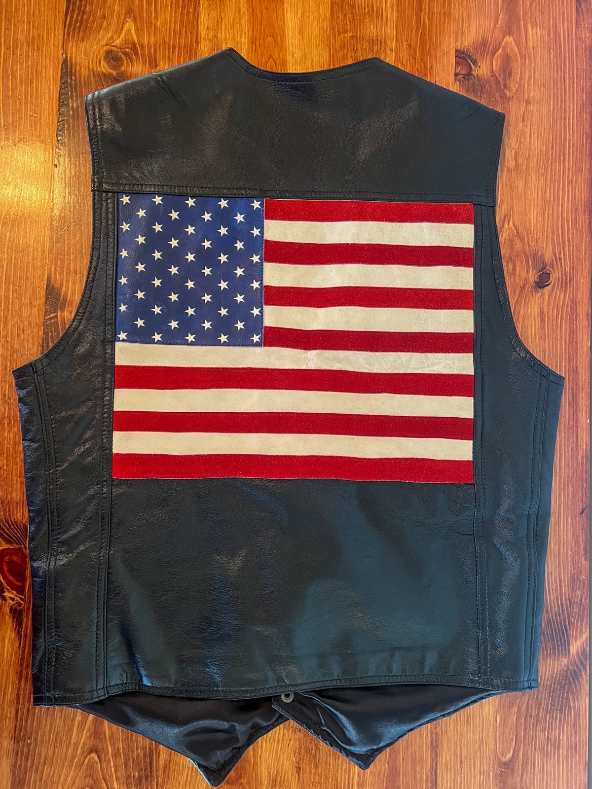 Kindler Genuine Leather Vest American Flag