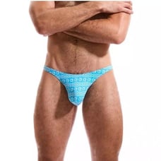 N2N Bodywear Men's 'Rosarito' Thong - Medium, Turquoise w/ White Pattern - NWT