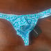 N2N Bodywear Men's 'Rosarito' Thong - Medium, Turquoise w/ White Pattern - NWT