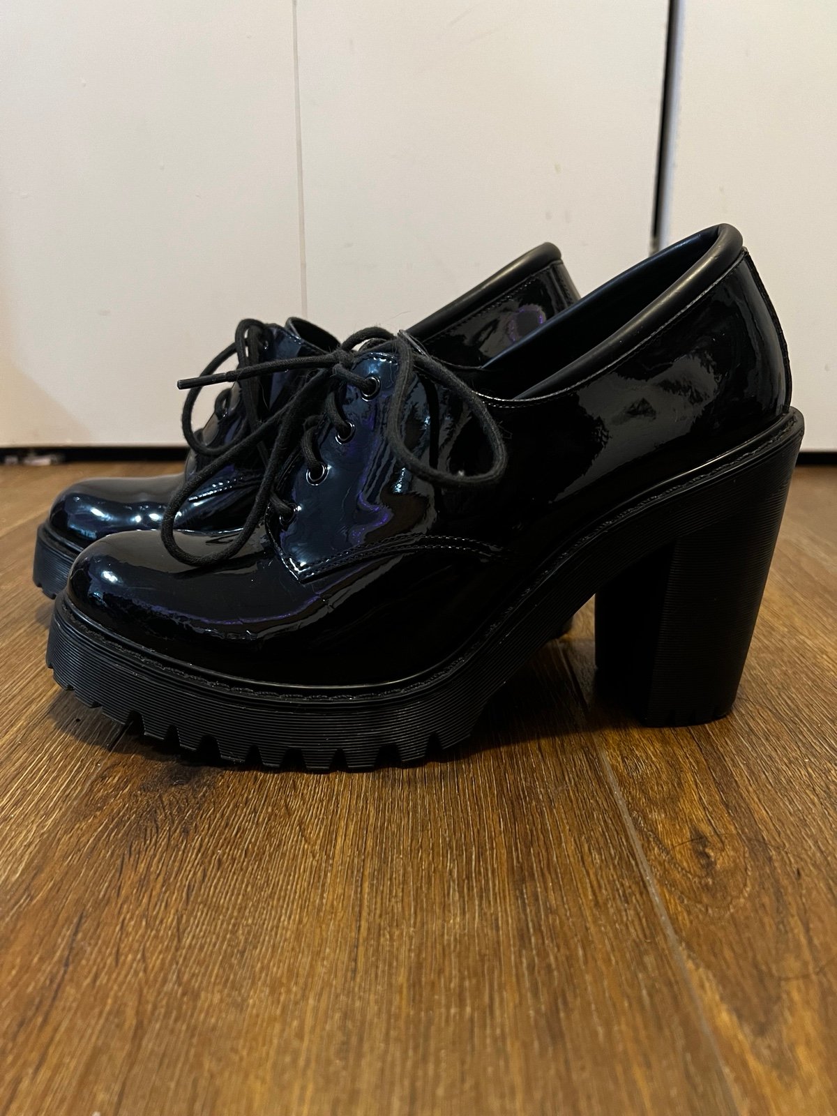 Doc Martens Salome heels, black patent leather, size US 10, UK Size 8 authentic