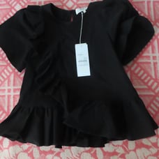 Sea New York Linen Blend Structured Cross Over Ruffle Top Size 2 NWT 345.00