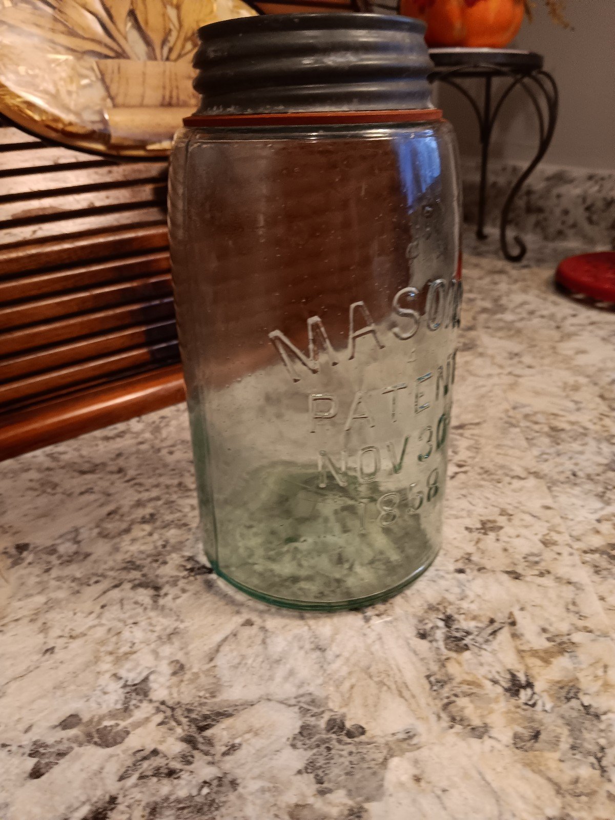 Antique Mason’s Jar Pat’d Nov 30th 1858 Blue With atlas Zinc Lid