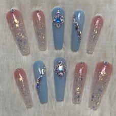 Iridescent Baby Blu Press On Nails