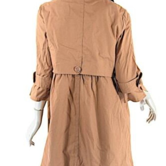 NWOT- PRIORITIES Rust Brown 100% Cotton Faille 3/4 Sleeve Fashion Trench Coat