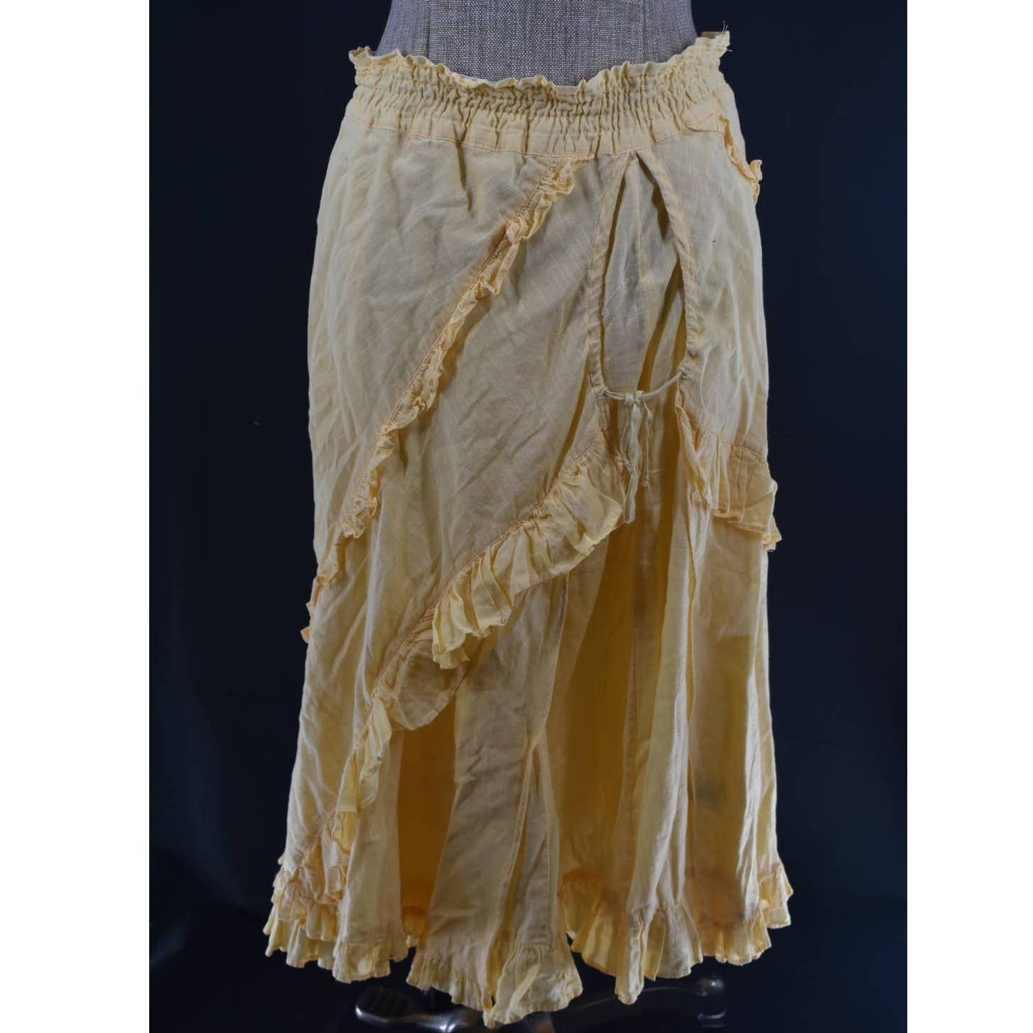 Free People Yellow Ruffled Tie Front Midi Wrap Skirt - 6