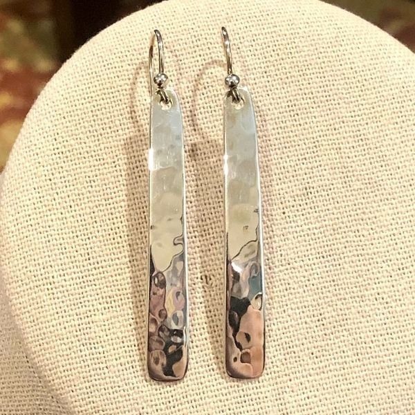 BARSE Hammered Sterling Silver Long Drop Dangle Earrings