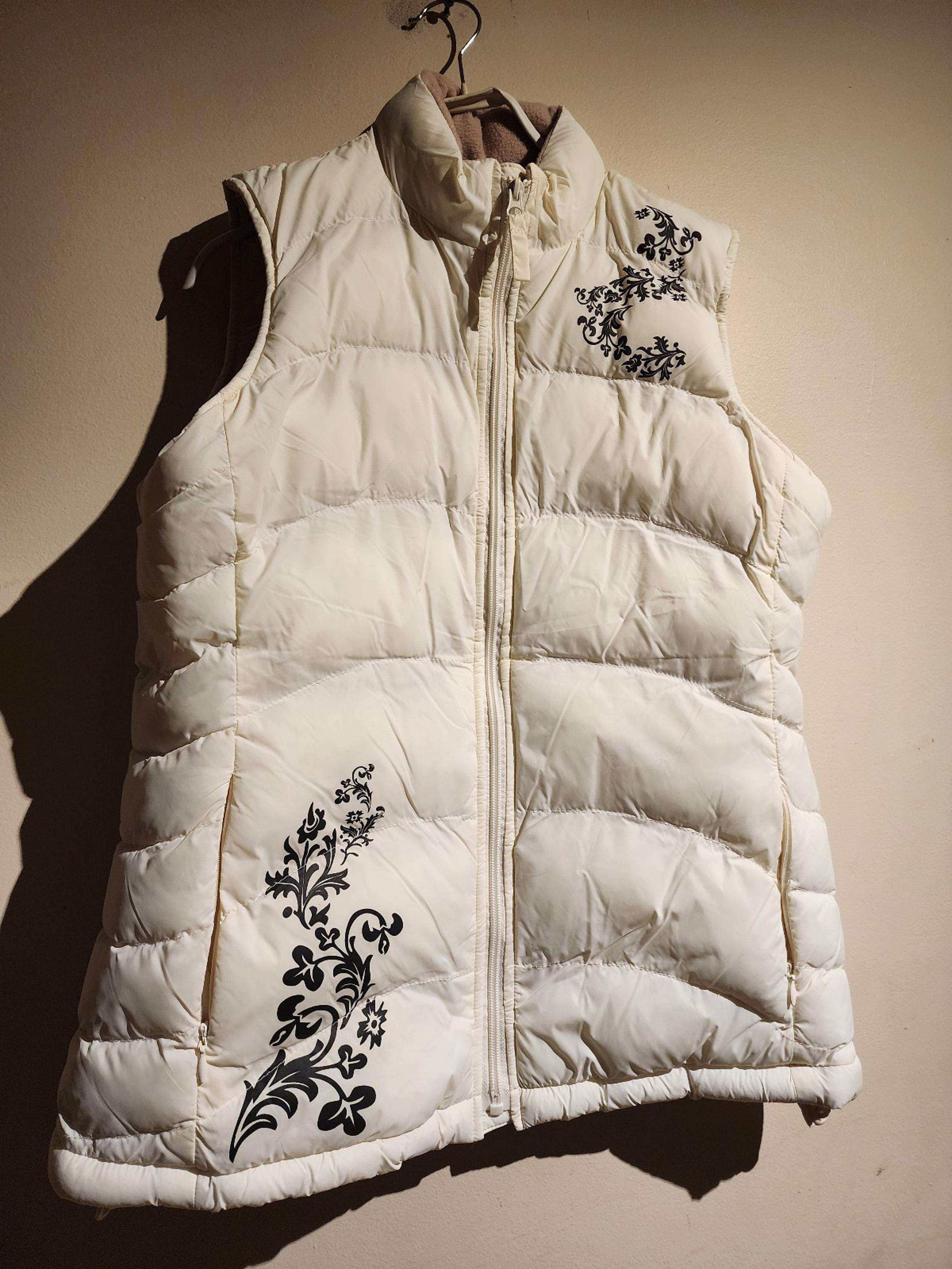 Disney Store Tinkerbell Puffer Vest Jacket Full Zip Womens Mediu Off White Cream
