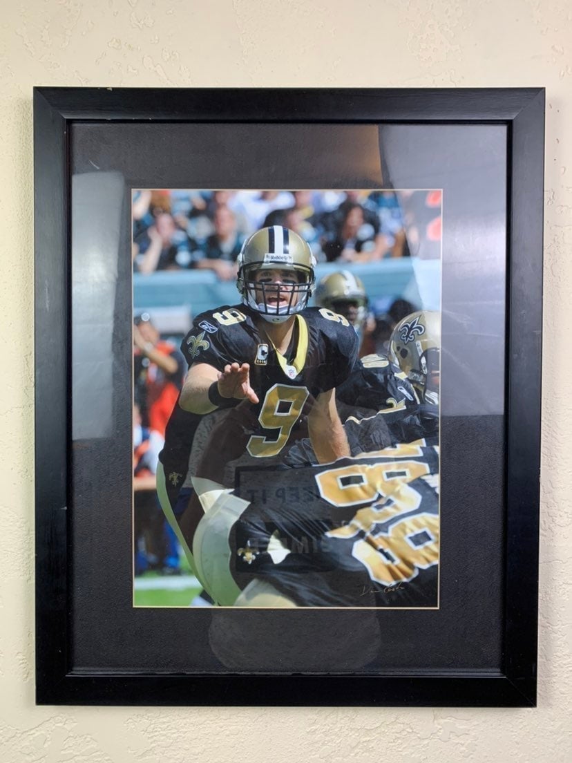 Drew Brees Quarterback New Orleans Saints Framed NFL Game Photo Autograph