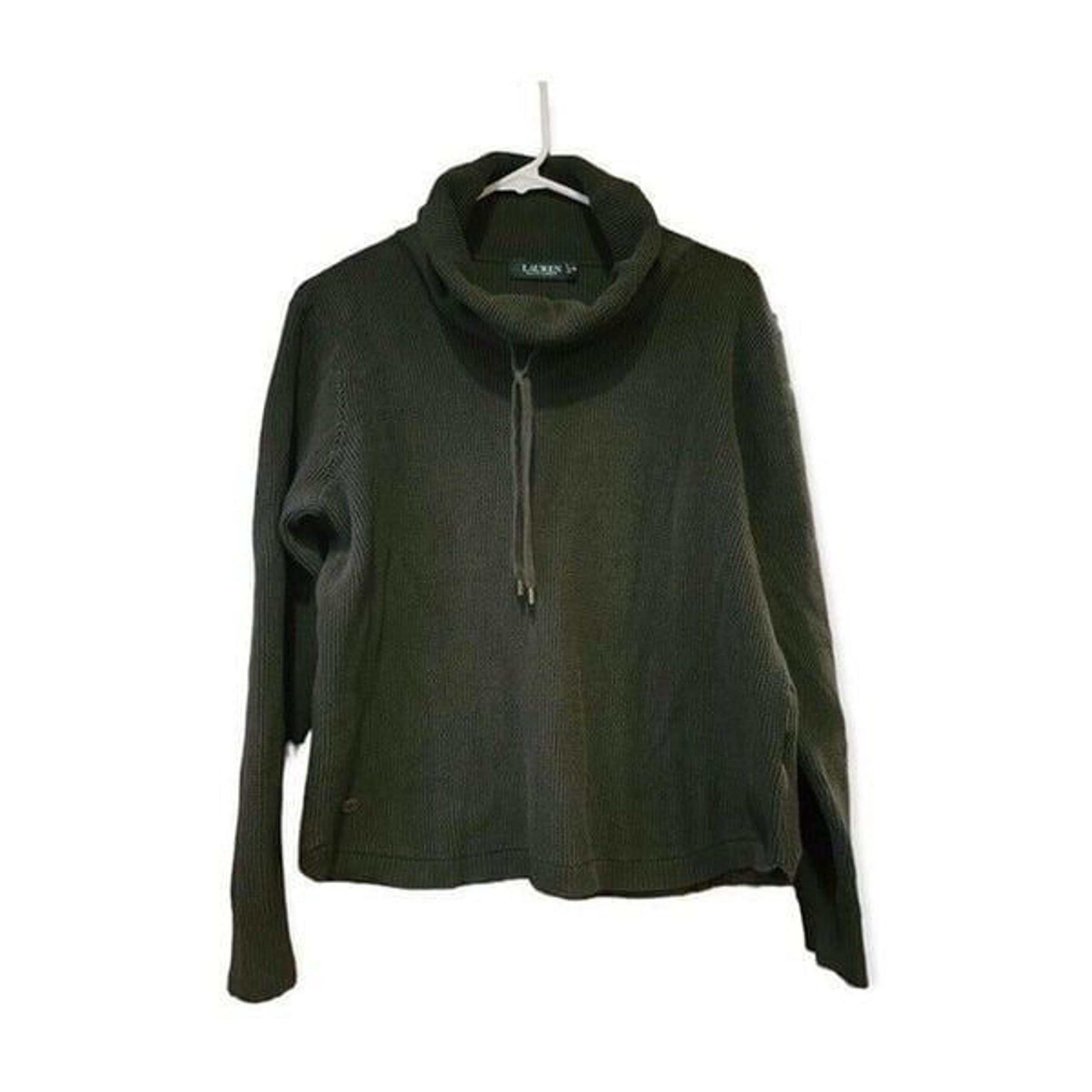 Lauren Ralph Lauren Womens XL Waffle Knit Cowl Neck Long Sleeve Top Green