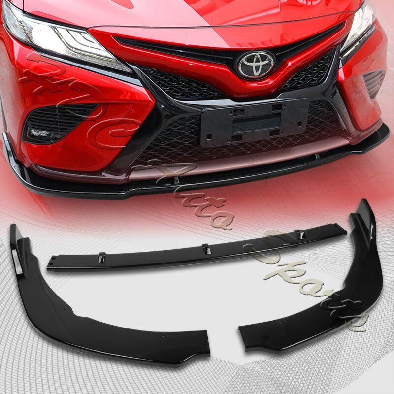 For 2018-2020 Toyota Camry Painted Black Front Bumper Body Kit Spoiler Lip 3PCS