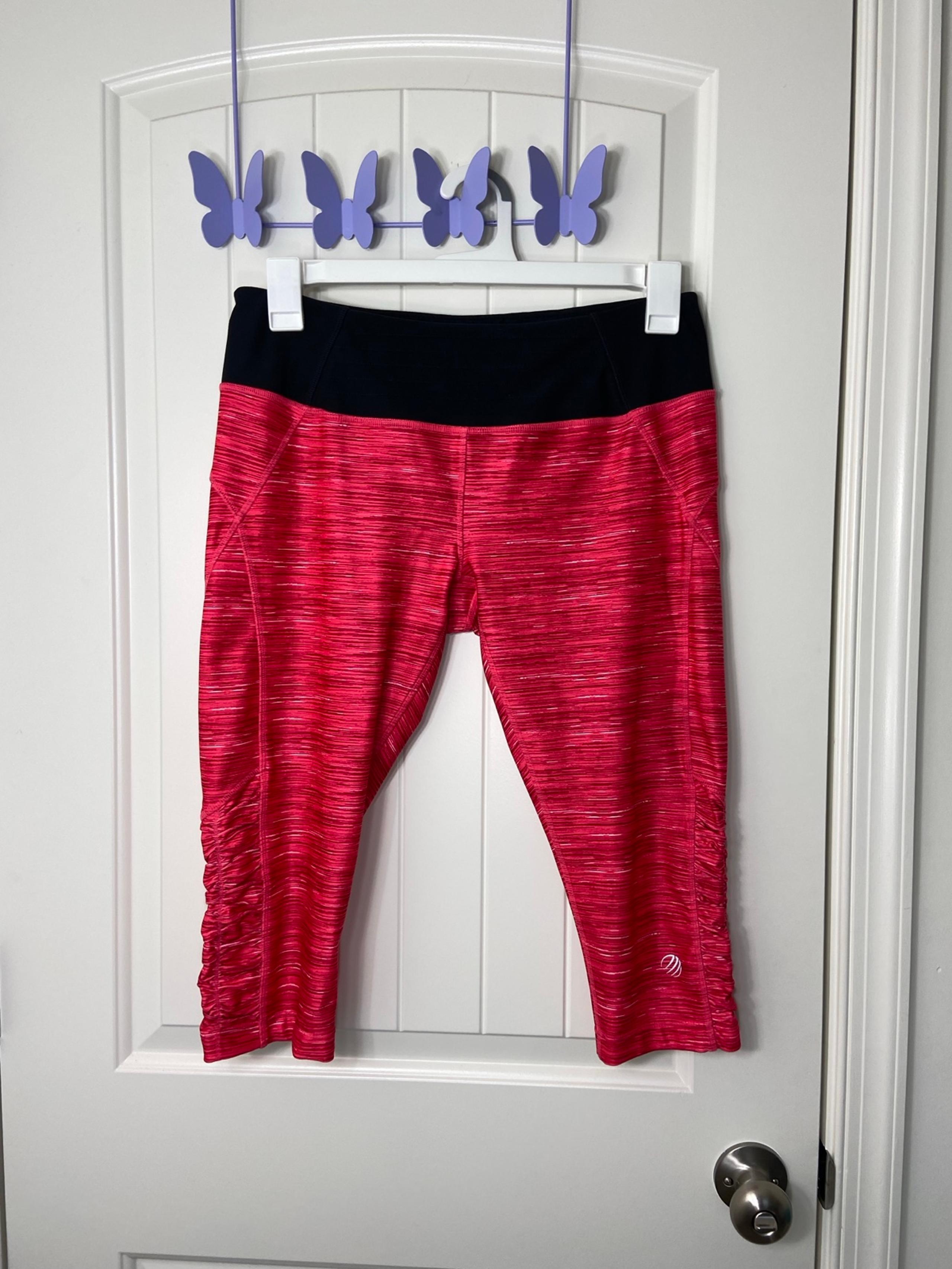 NWOT MPG women’s bright pink cropped stretch active athletic leggings large