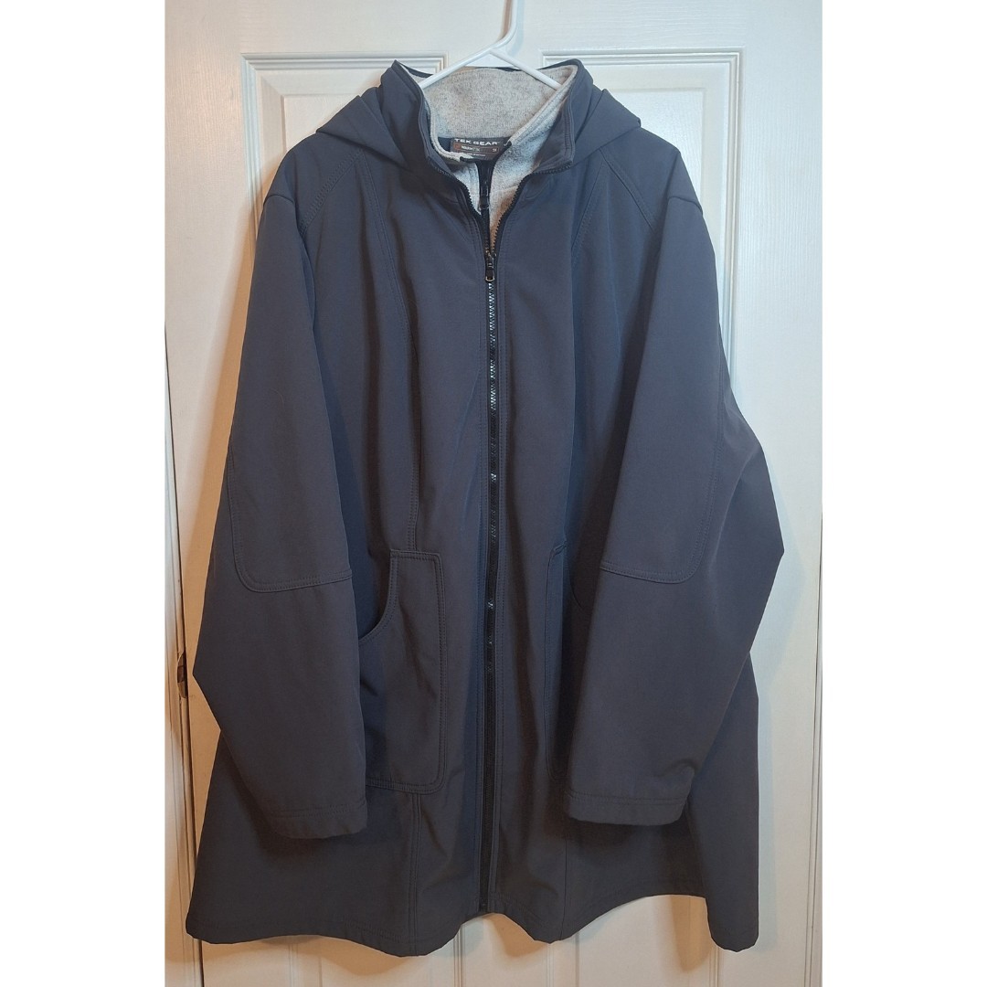 Tek Gear WarmTek Grey Layered Windbreaker Jacket Hooded Fleece Lined Size 3X