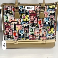 Glossy Vinyl magazine handbag purse convertible hinged lower comp New HB386