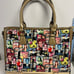 Glossy Vinyl magazine handbag purse convertible hinged lower comp New HB386