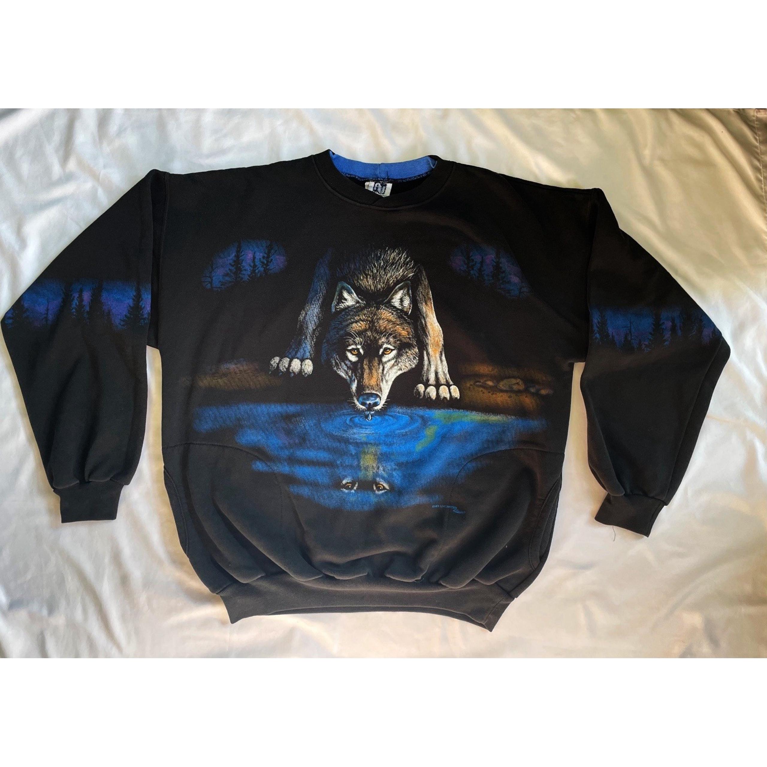 Vtg 90s Wolves Mens Sweatshirt Size XL Crewneck Art Unlimited Wolves