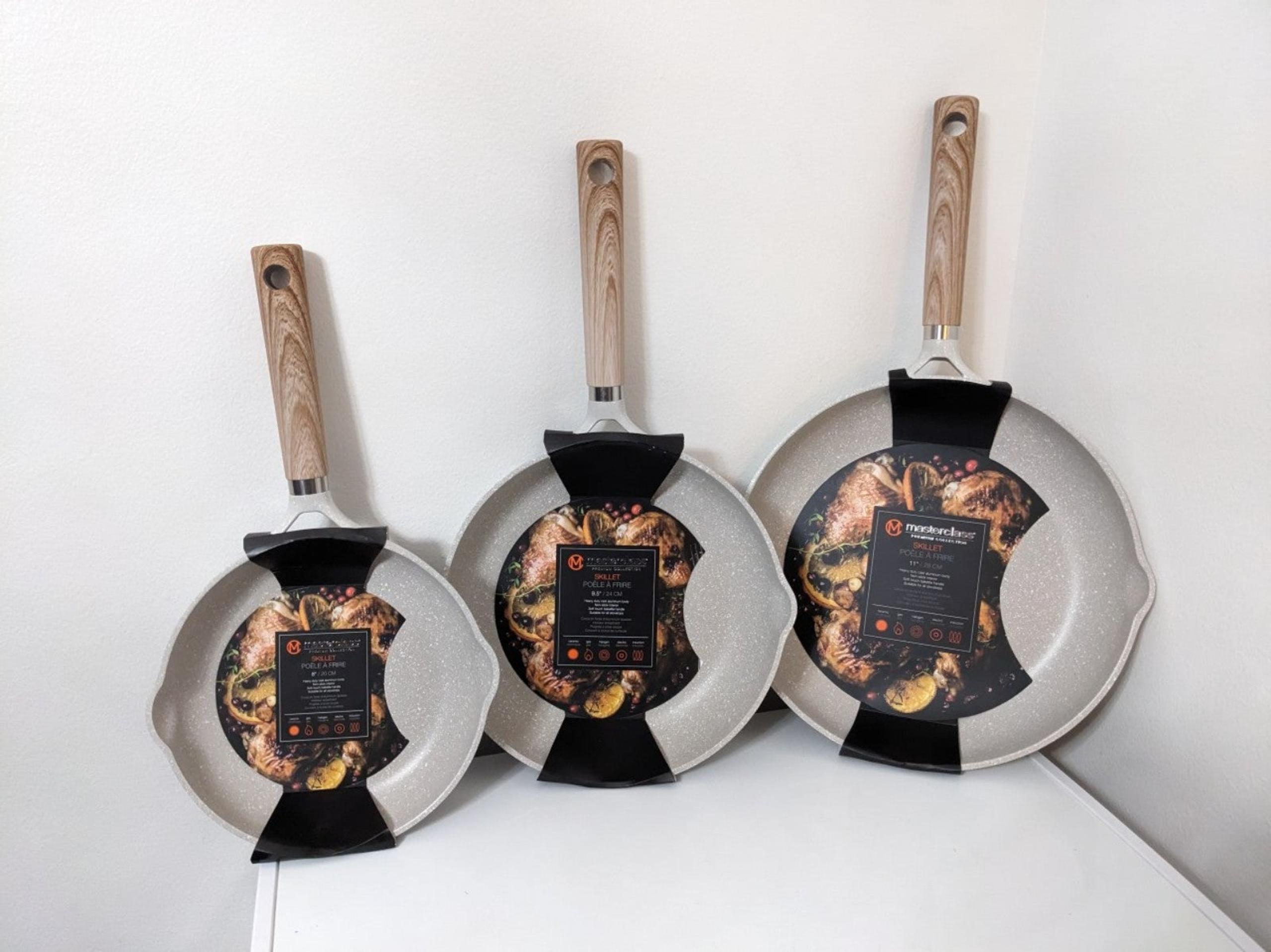 Masterclass Premium Cookware Beige Grey 3pc Skillet Set