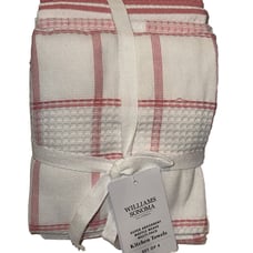 Williams Sonoma SUPER ABSORBENT WAFFLE WEAVE Kitchen Towels Pink Set of 4 New