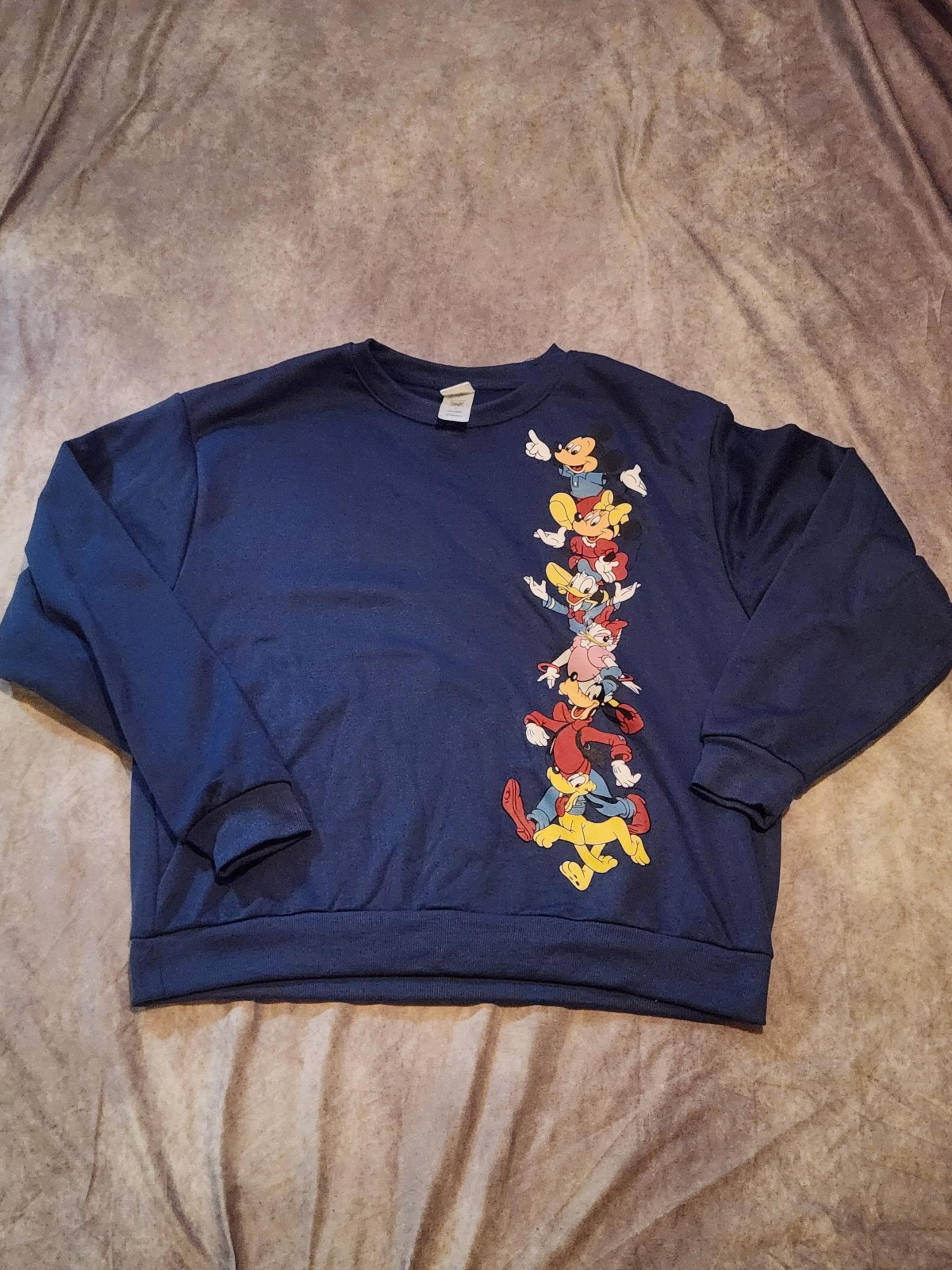 Navy Blue Disney Mickey Mouse and Friends Crewneck Pullover Sweater Sweatshirt L
