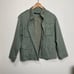 Zara Embroidered Distressed Field Jacket Long Sleeve Green Zip Cotton Army Green