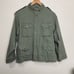 Zara Embroidered Distressed Field Jacket Long Sleeve Green Zip Cotton Army Green