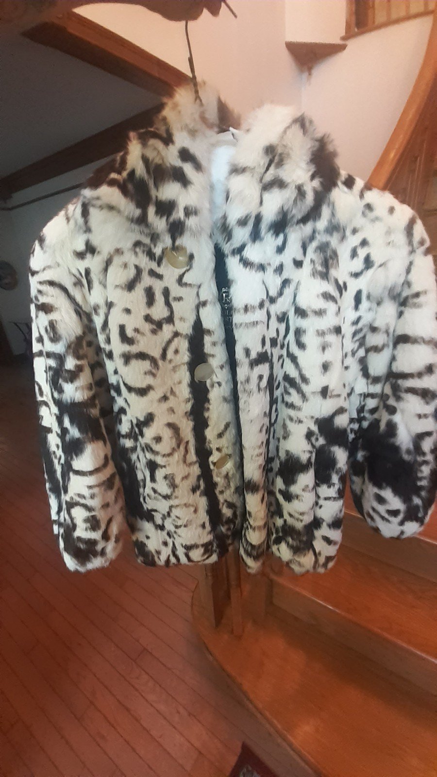 Vintage Polo Norte rabbit fur coat with hood