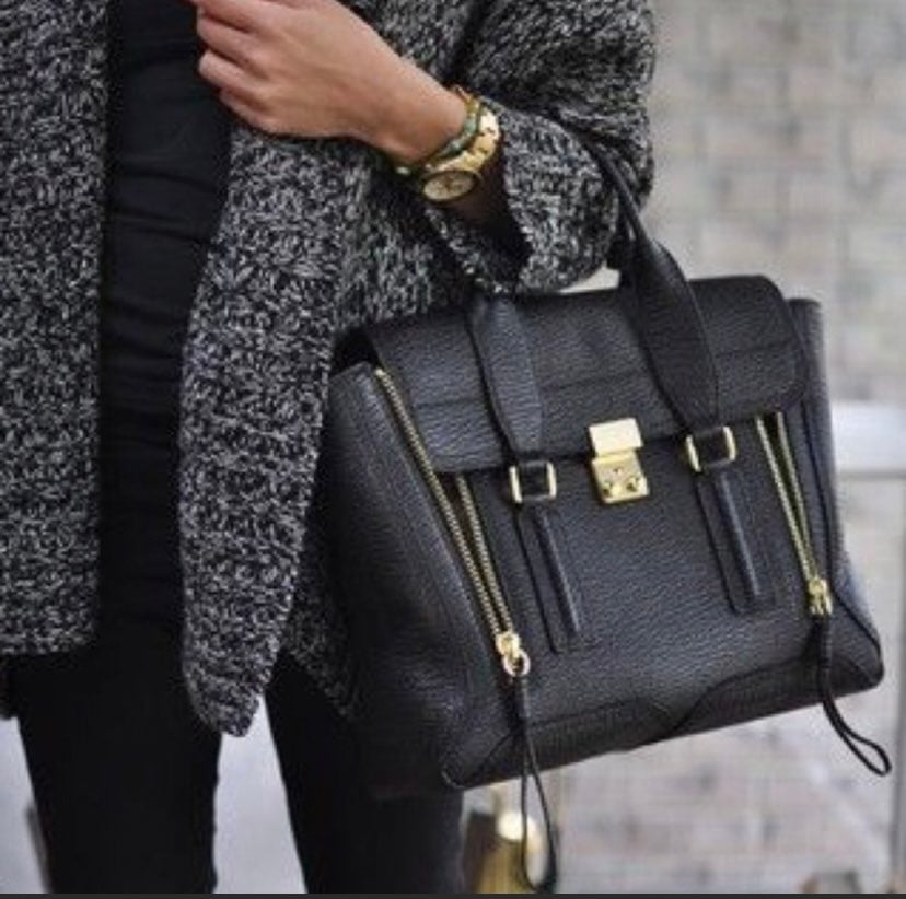 3.1 PHILLIP LIM BLACK MEDIUM SATCHEL