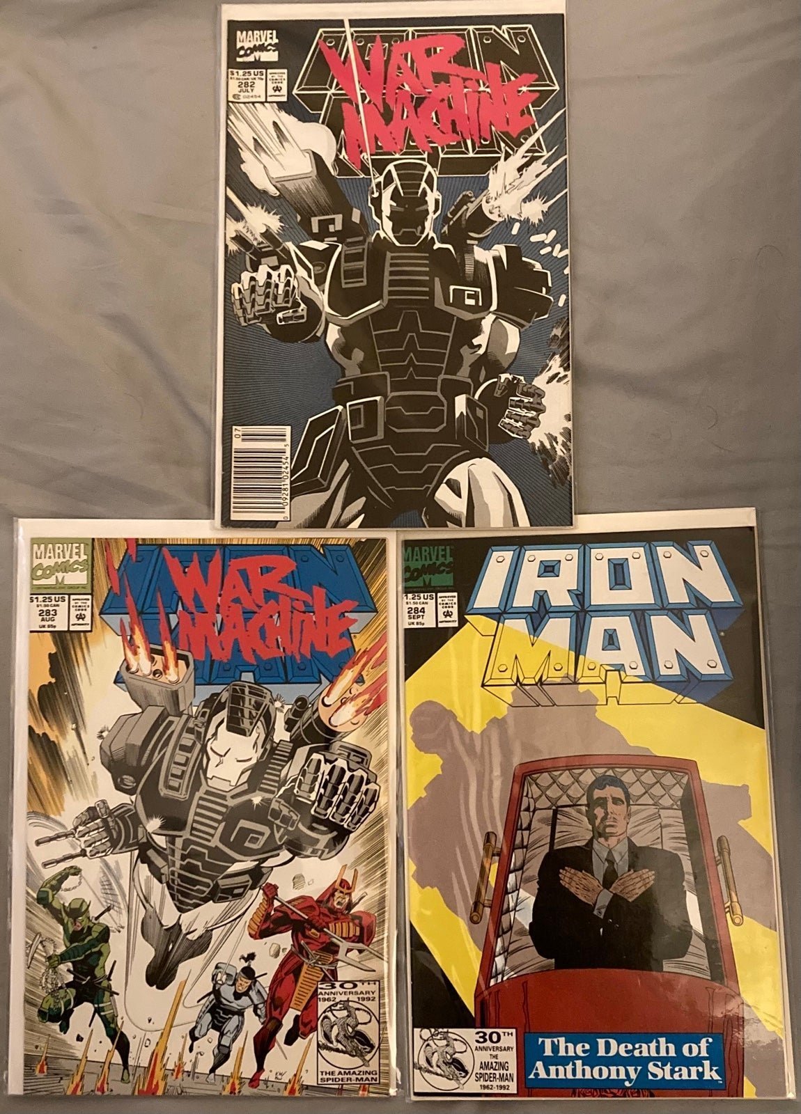 Iron Man 282 283 284 Lot Marvel 1992 1st War Machine Cameo Rhody Newsstand