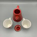 Red Coffee Pot and 2 Mugs Red Flowers Teapot Hot Chocolate Pot Microwave Safe