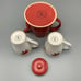 Red Coffee Pot and 2 Mugs Red Flowers Teapot Hot Chocolate Pot Microwave Safe