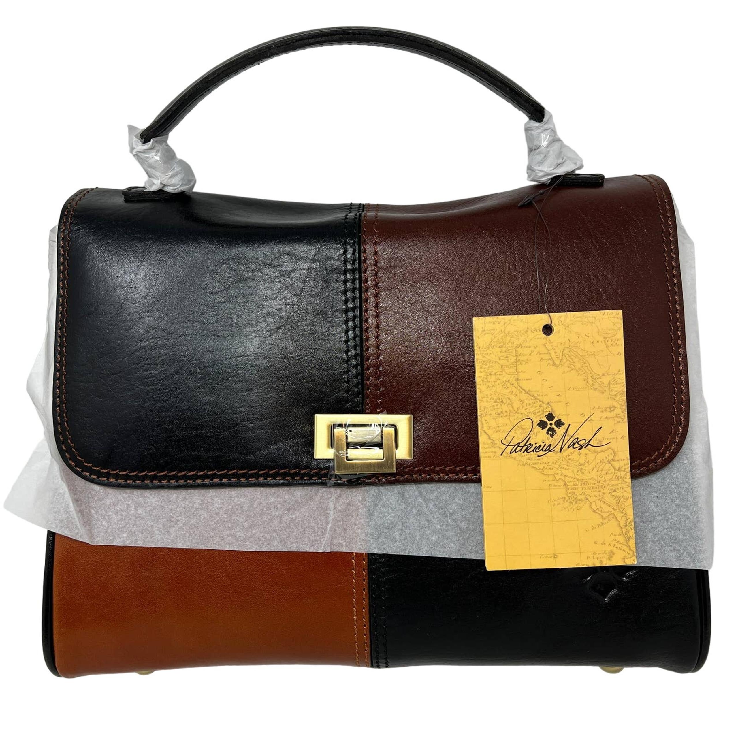 NEW! Patricia Nash Leather Yoeky Top Handle Satchel Bag Colorblock